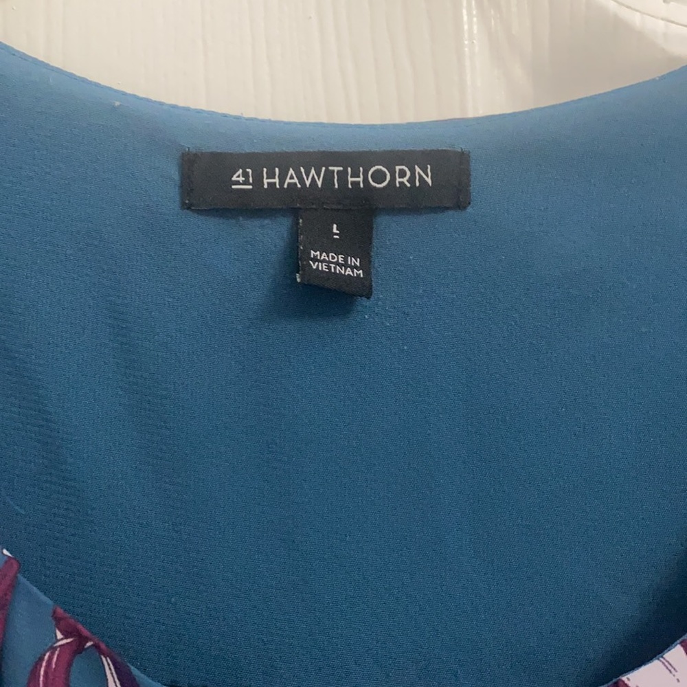 41 Hawthorn Teal and Purple Floral Blouse - Picture 2 of 3